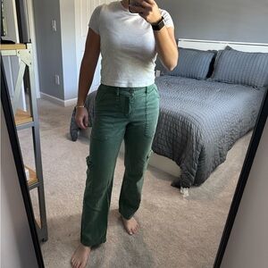Casual Green Straight Leg Pants